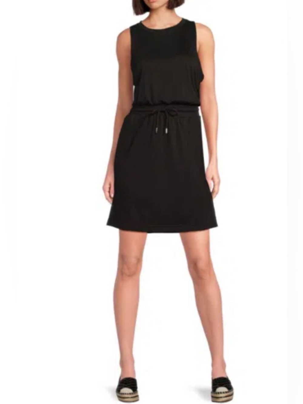NWT DKNY Women's Jewel Neck Drawstring Waist Sleeveless Athleisure Sporty Dress